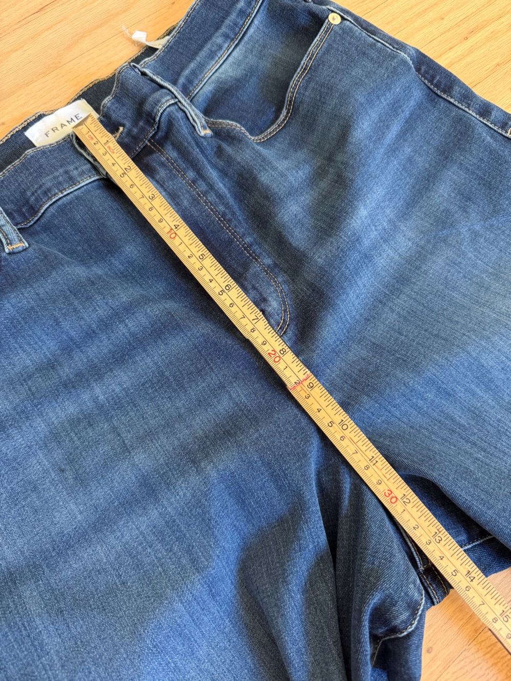 Frame Le Slim Palazzo High Rise Wide Leg Jeans Raw Fray Size 33 Denim Western - Picture 10 of 11